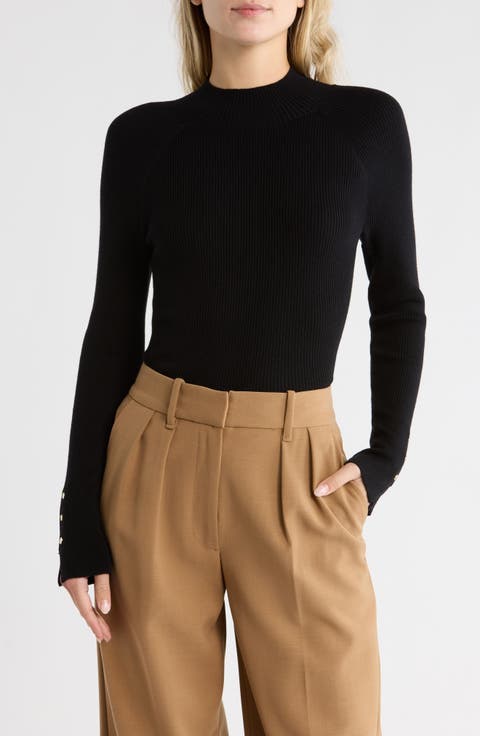 Kassandra Mock Neck Rib Sweater
