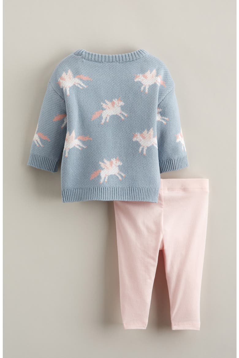 Jacquard Sweater & Pants Set, Alternate, color, BLUE XENON UNICORN FLY- PINK