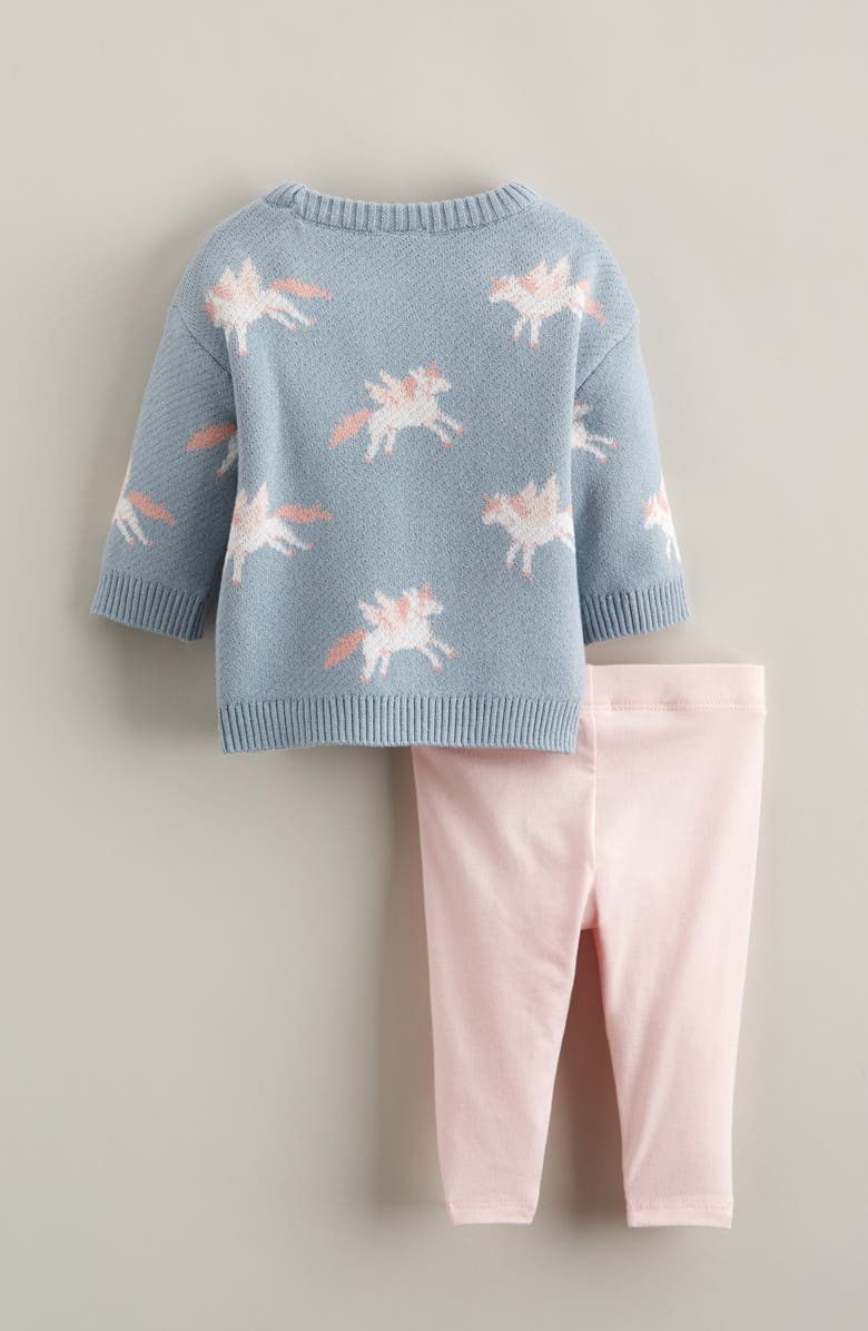 Tucker + Tate Jacquard Sweater & Pants Set, Alternate, color, Blue Xenon Unicorn Fly- Pink
