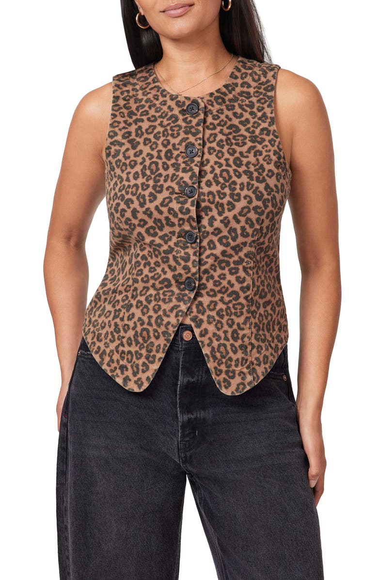 Scotch & Soda The Leopard Denim Vest, Main, color, Leopard Print