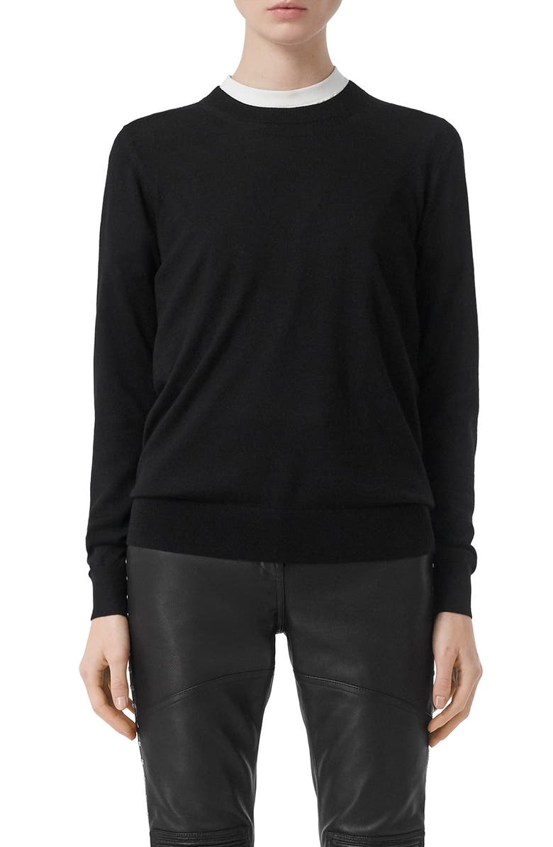 Burberry Bempton Vintage Check Elbow Patch Merino Wool Sweater, Main, color, 