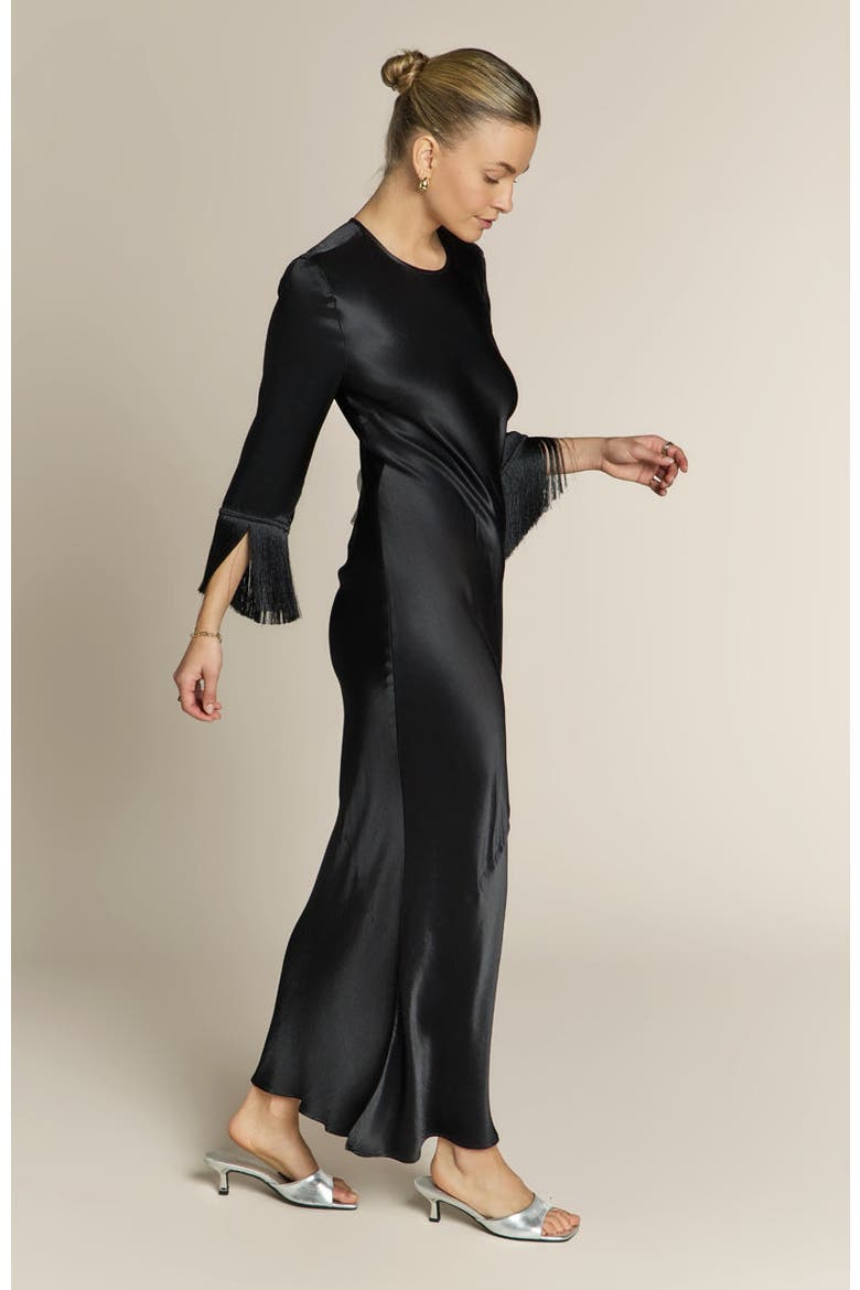Dolly Black Fringe Sleeve Dress, Alternate, color, Black