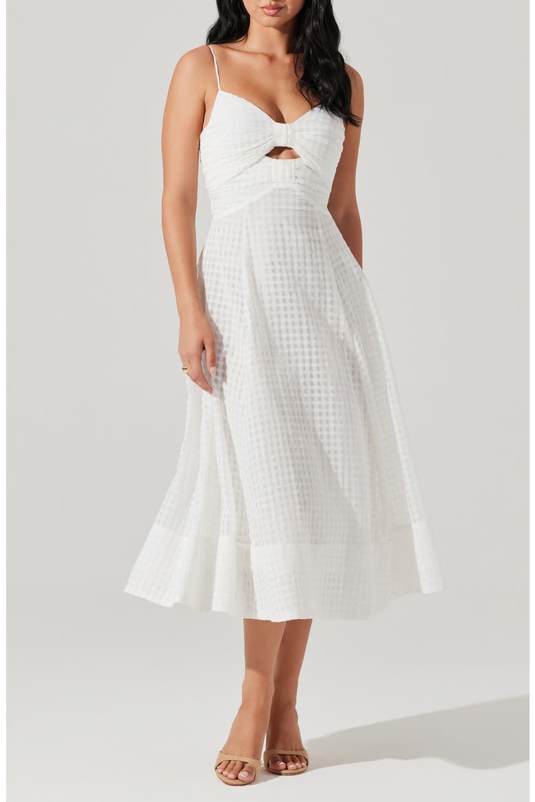 Celina A-Line Midi Dress, Main, color, WHITE