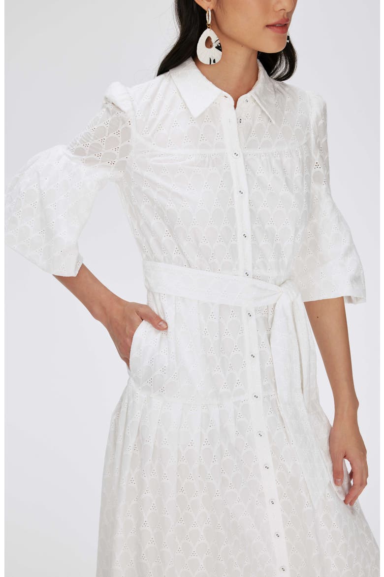Aveena Eyelet Embroidered Cotton Shirtdress, Alternate, color, IVORY
