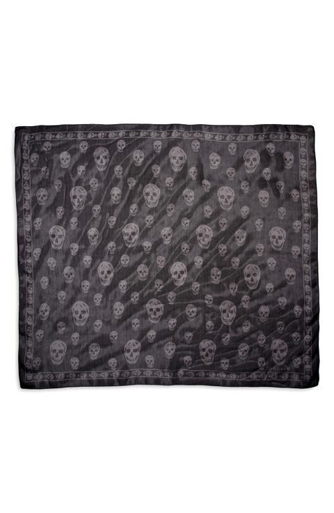 Skull Print Silk Scarf
