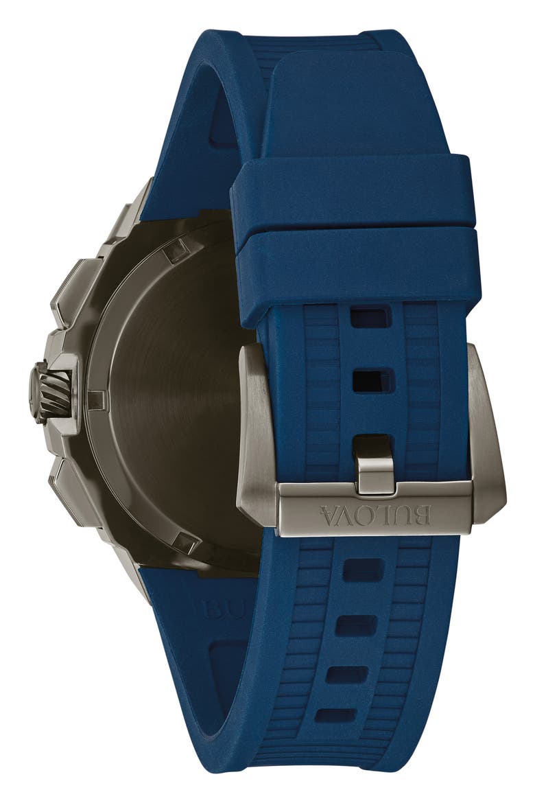 Series X Chronograph Rubber Strap Watch, 45mm, Alternate, color, BLUE/ TWO-TONE