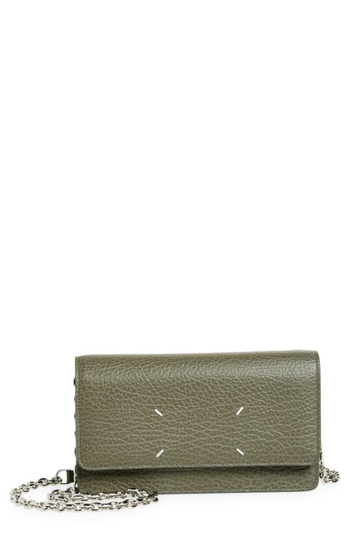 Maison Margiela Large Leather Wallet On A Chain In Graphite