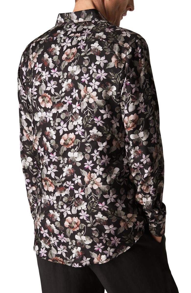 Eton Slim Fit Floral Silk Dress Shirt, Alternate, color, 