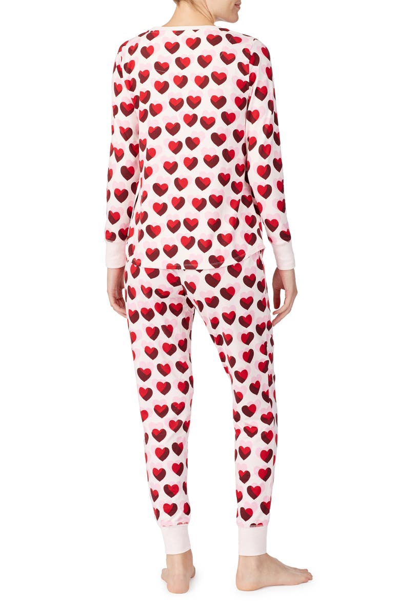 print brushed jersey pajamas, Alternate, color, DOUBLE HEARTS
