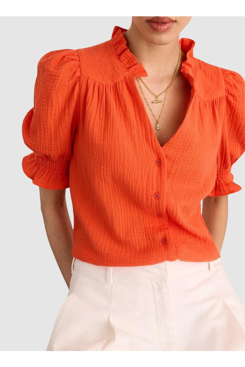 Nolan Organic Cheesecloth Blouse, Alternate, color, Tangerine