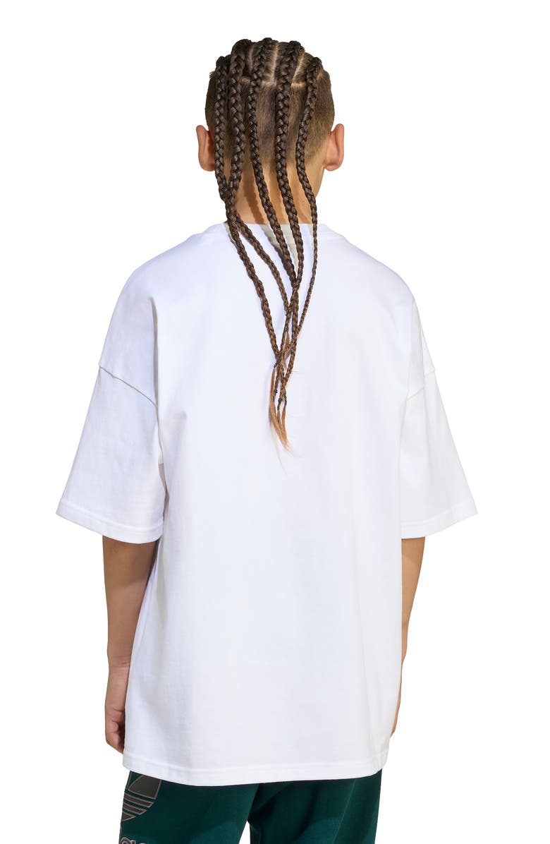 adidas Originals Kids' Trefoil Embroidered Cotton Graphic T-Shirt, Alternate, color, White