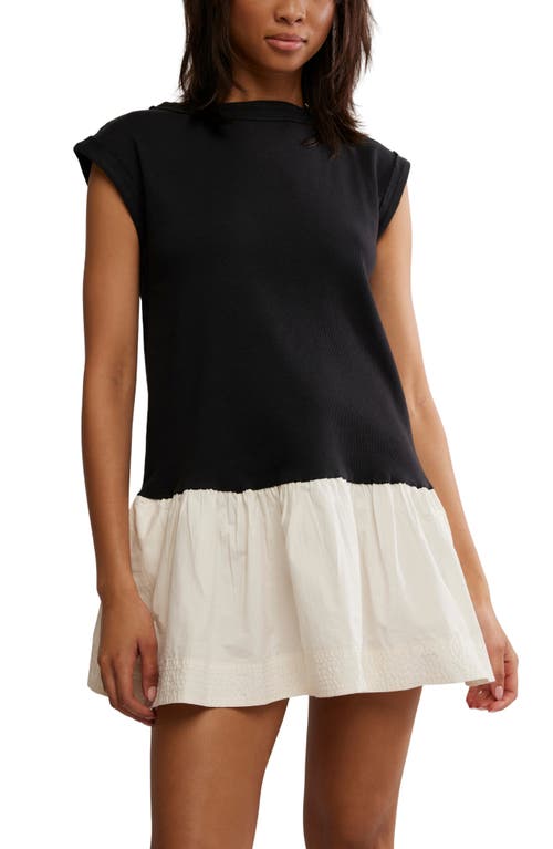Free People Enya Mixed Media Minidress In Black Combo