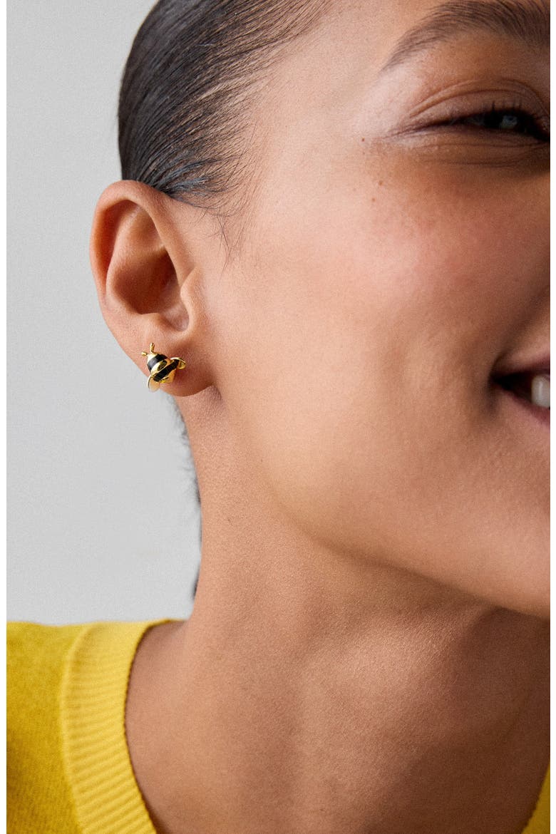 bee stud earrings, Alternate, color, GOLD MULTI