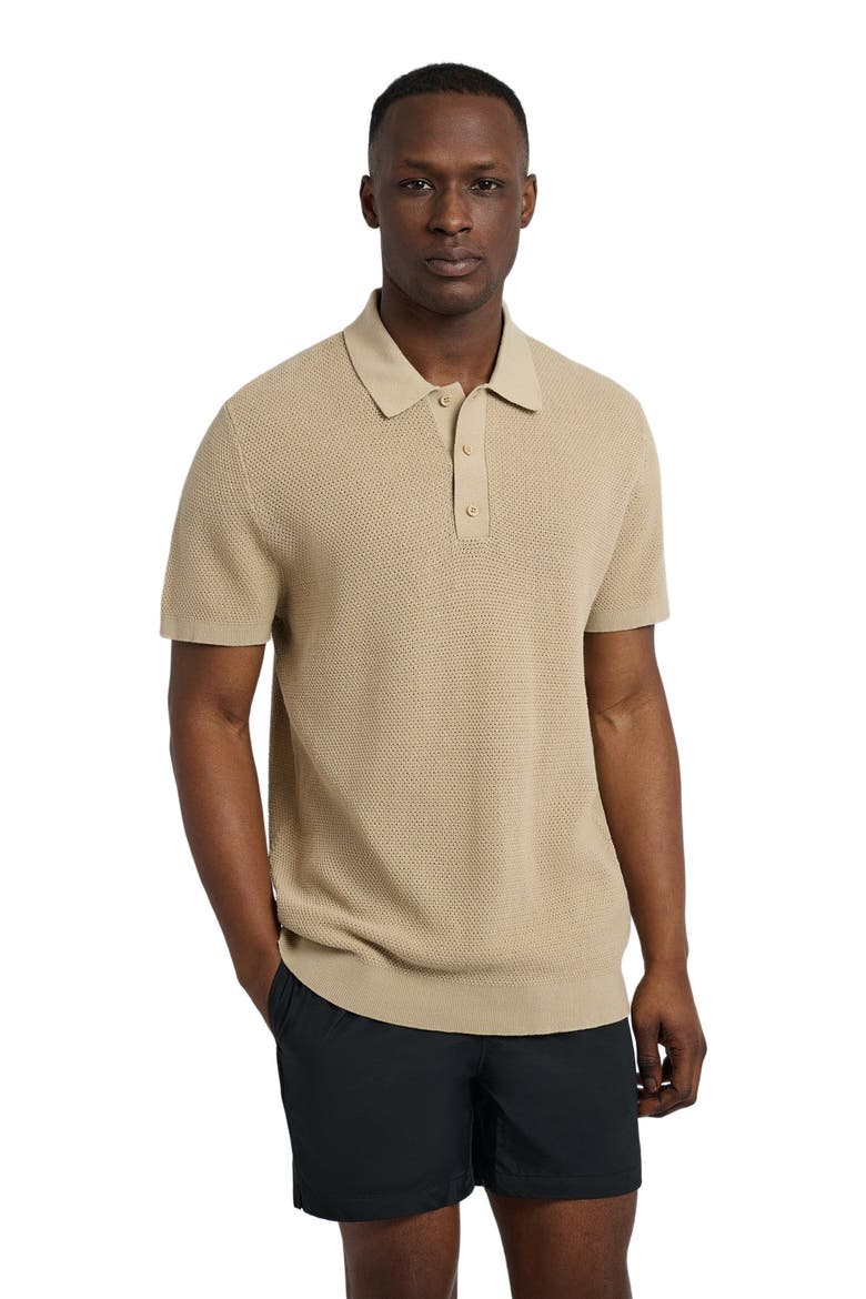 Cotton Textured Knit Polo, Alternate, color, SAND