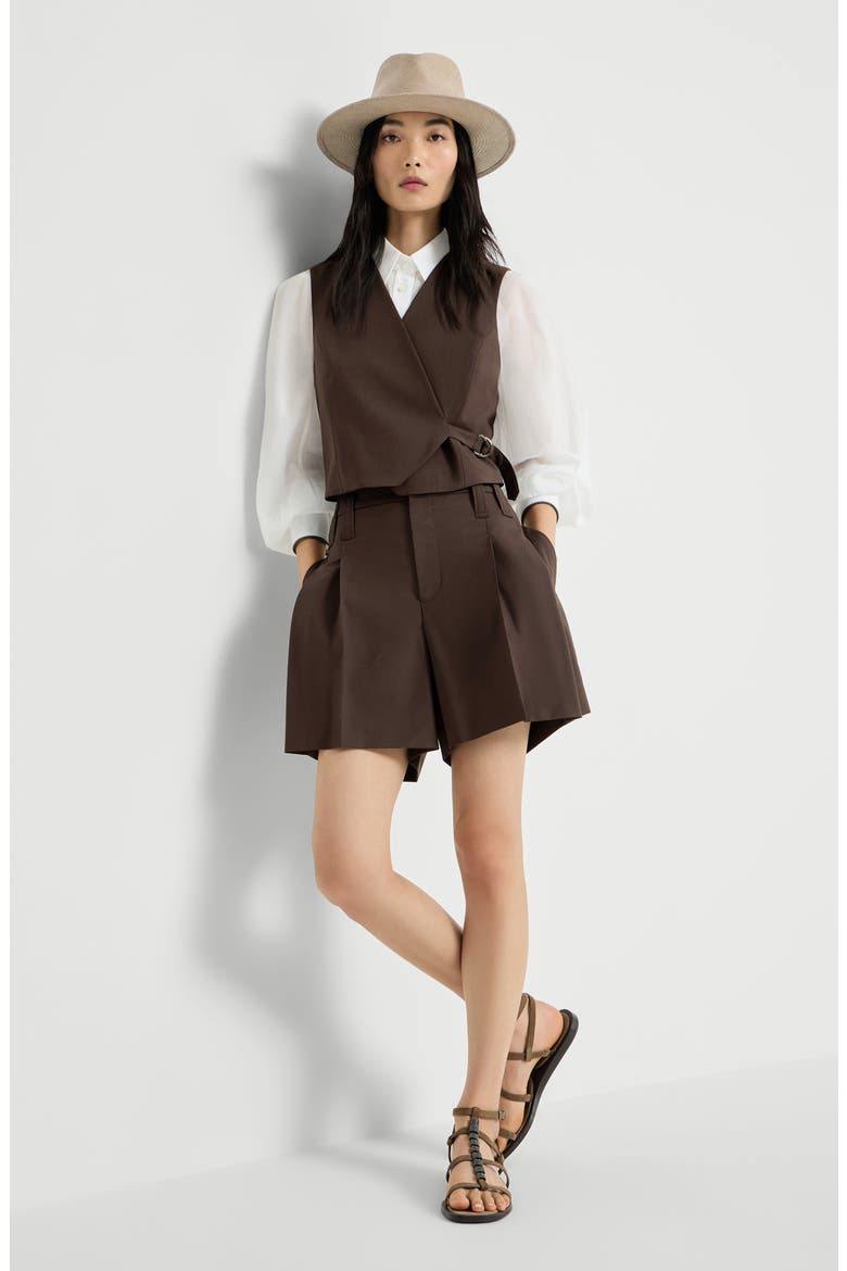 Formal shorts with monili, Alternate, color, Cocoa