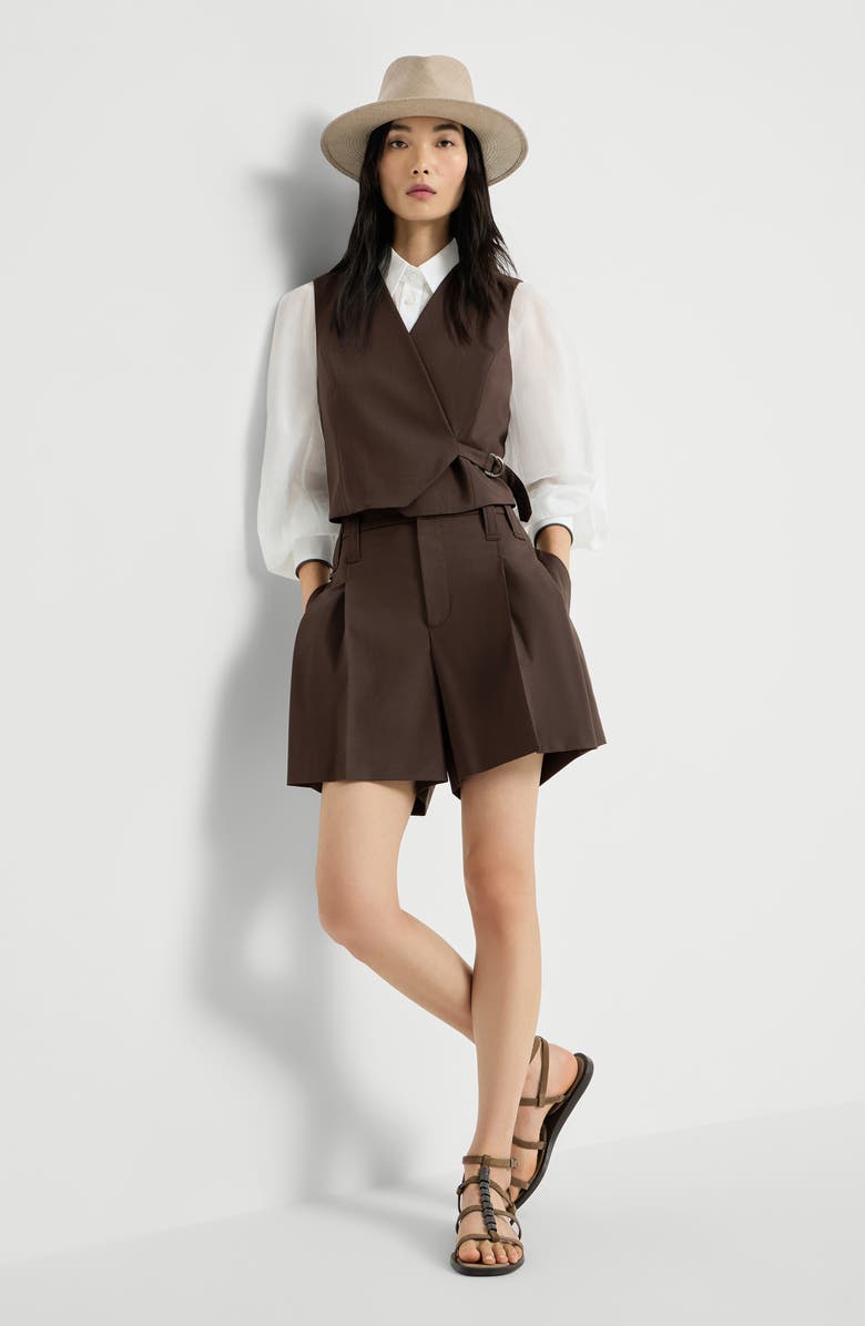 Brunello Cucinelli Formal shorts with monili, Alternate, color, Cocoa