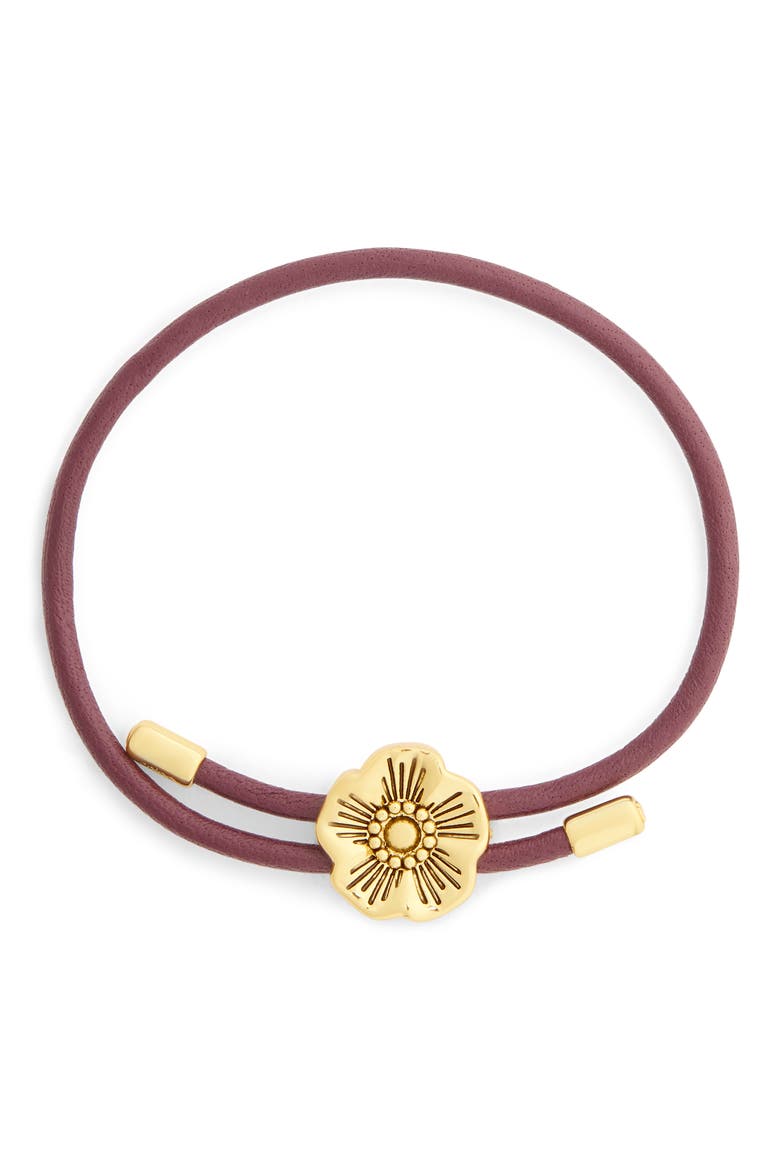 Tea Rose Leather Slider Bracelet, Alternate, color, DARK RED