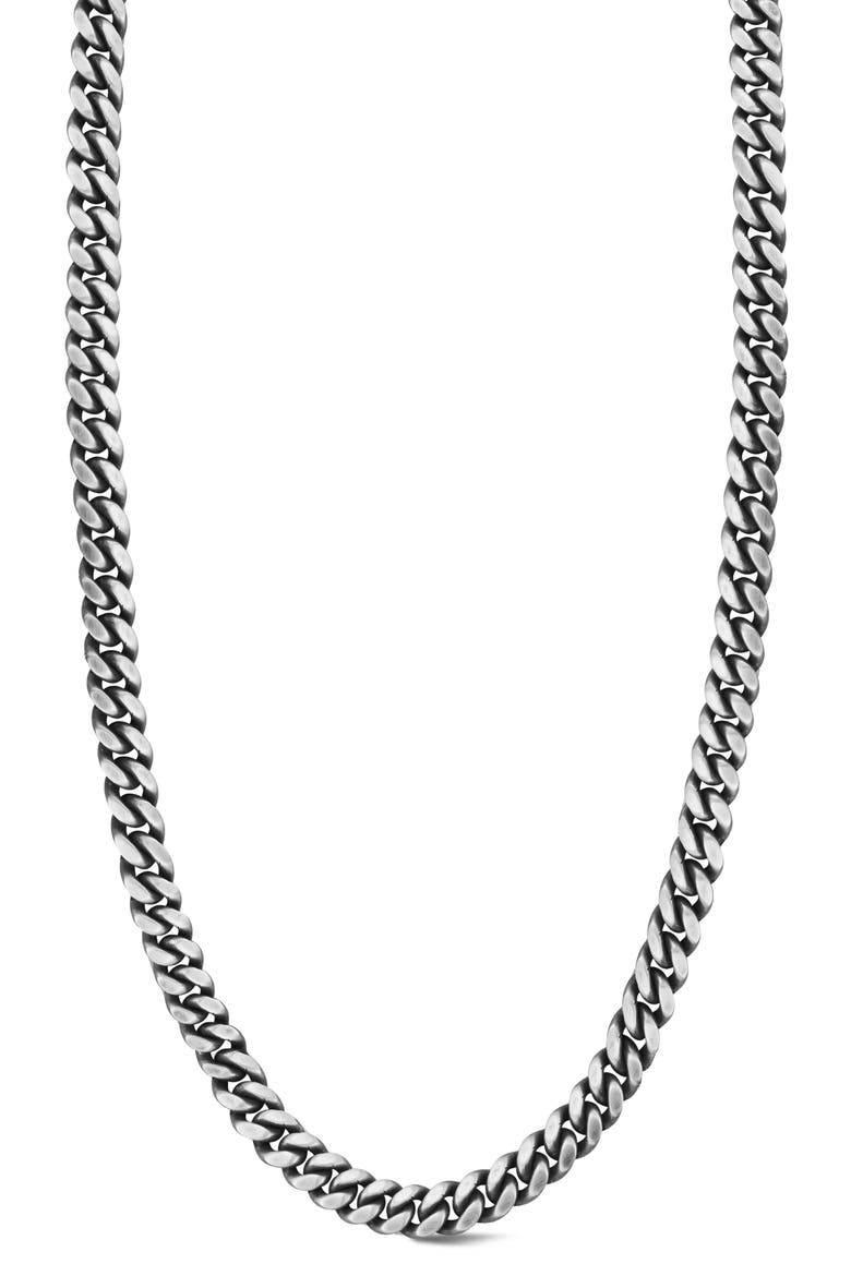 Men's Sterling Silver Oxidized Curb Chain Necklace, Main, color, SILVER