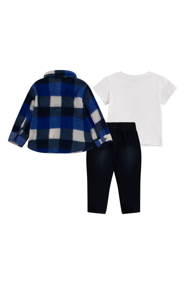 Levi's Graphic T-Shirt, Fleece Plaid Shacket & Pull-On Jeans, Alternate, color, Surf The Web