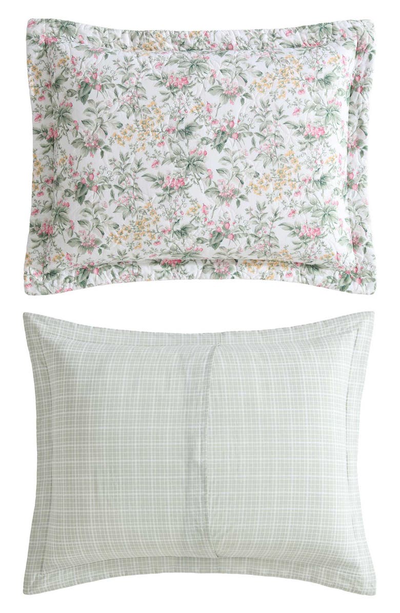 Laura Ashley Bramble Floral Cotton Quilt Set, Alternate, color, Green/ Pastel Pink
