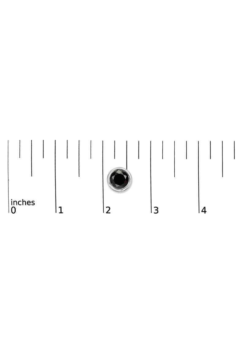 Silver 7 1/2 Ct Black Diamond Bezel- Stud Earrings with Screw Backs, Alternate, color, White