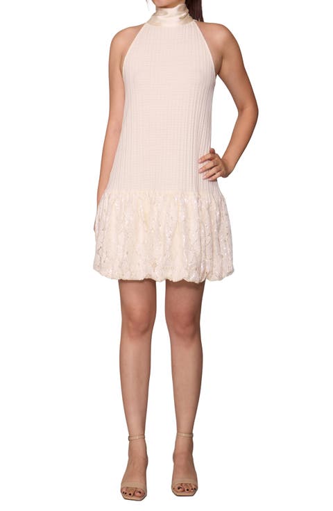 Bubble Hem Halter Minidress