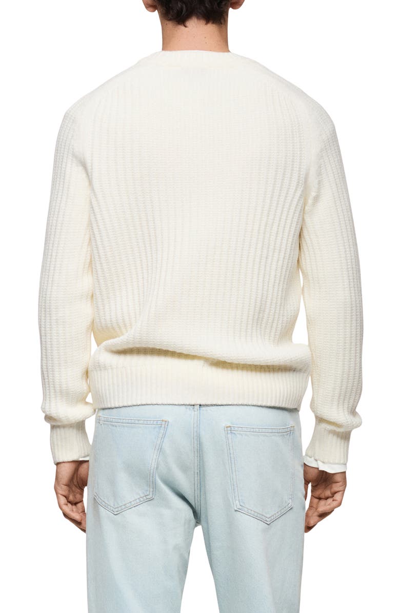 MANGO Crewneck Rib Sweater, Alternate, color, Off White