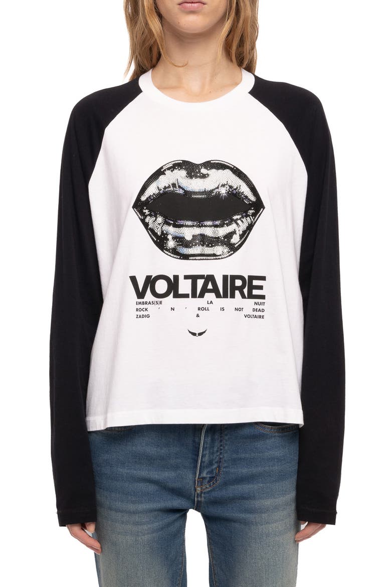 Lips Graphic Raglan Sleeve T-Shirt, Main, color, WHITE