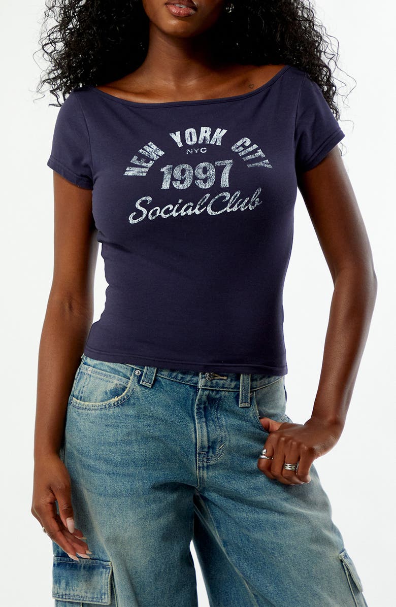 PacSun NYC Social Club Graphic T-Shirt, Main, color, Navy