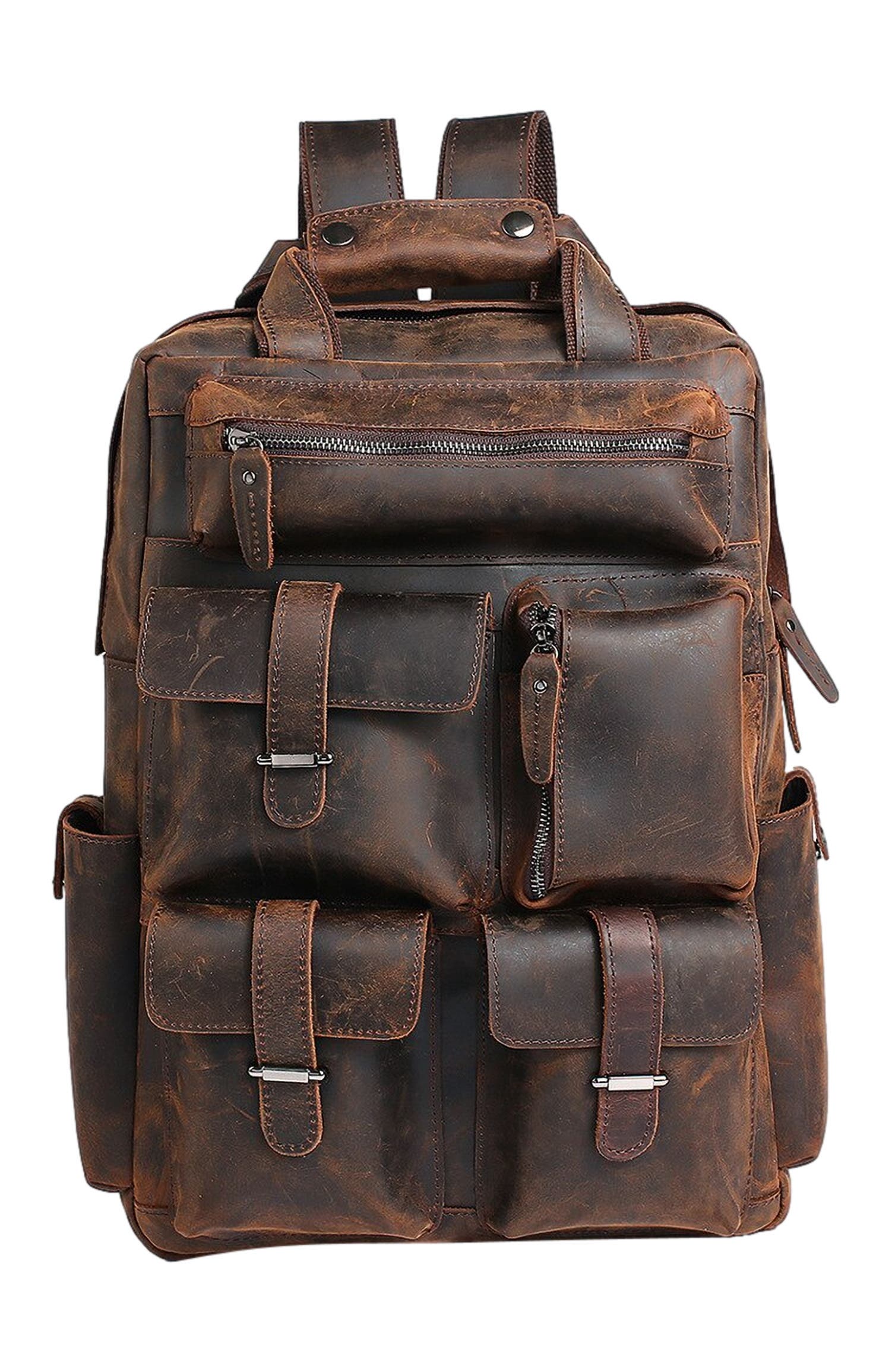 STEEL HORSE LEATHER The Shelby Backpack | Handmade Genuine Leather Backpack, Main, color, Dark Brown