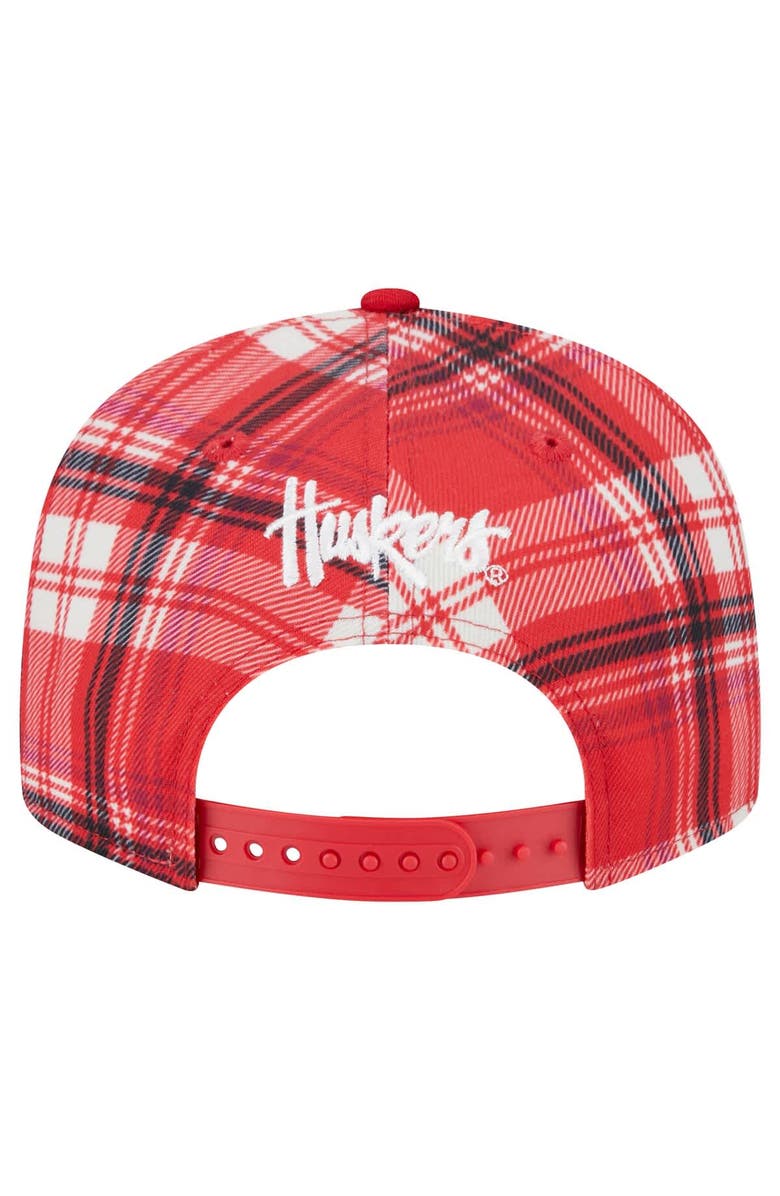 New Era Men's New Era Scarlet Nebraska Huskers Plaid 9FIFTY Snapback Hat, Alternate, color, 