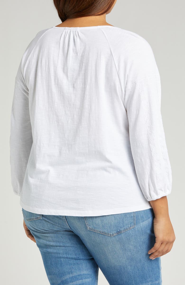 Lucky Brand Tassel Cotton Top, Alternate, color, Lucky White