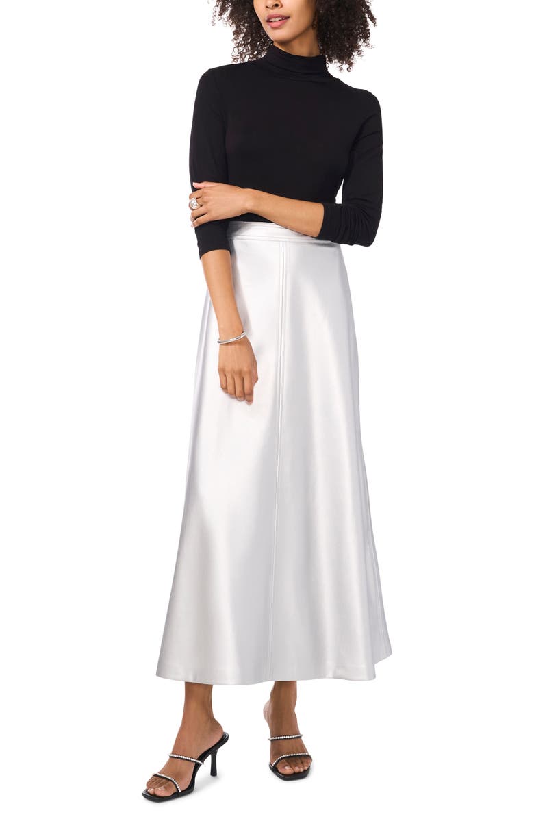 Vince Camuto Faux Leather A-Line Skirt, Alternate, color, Silver