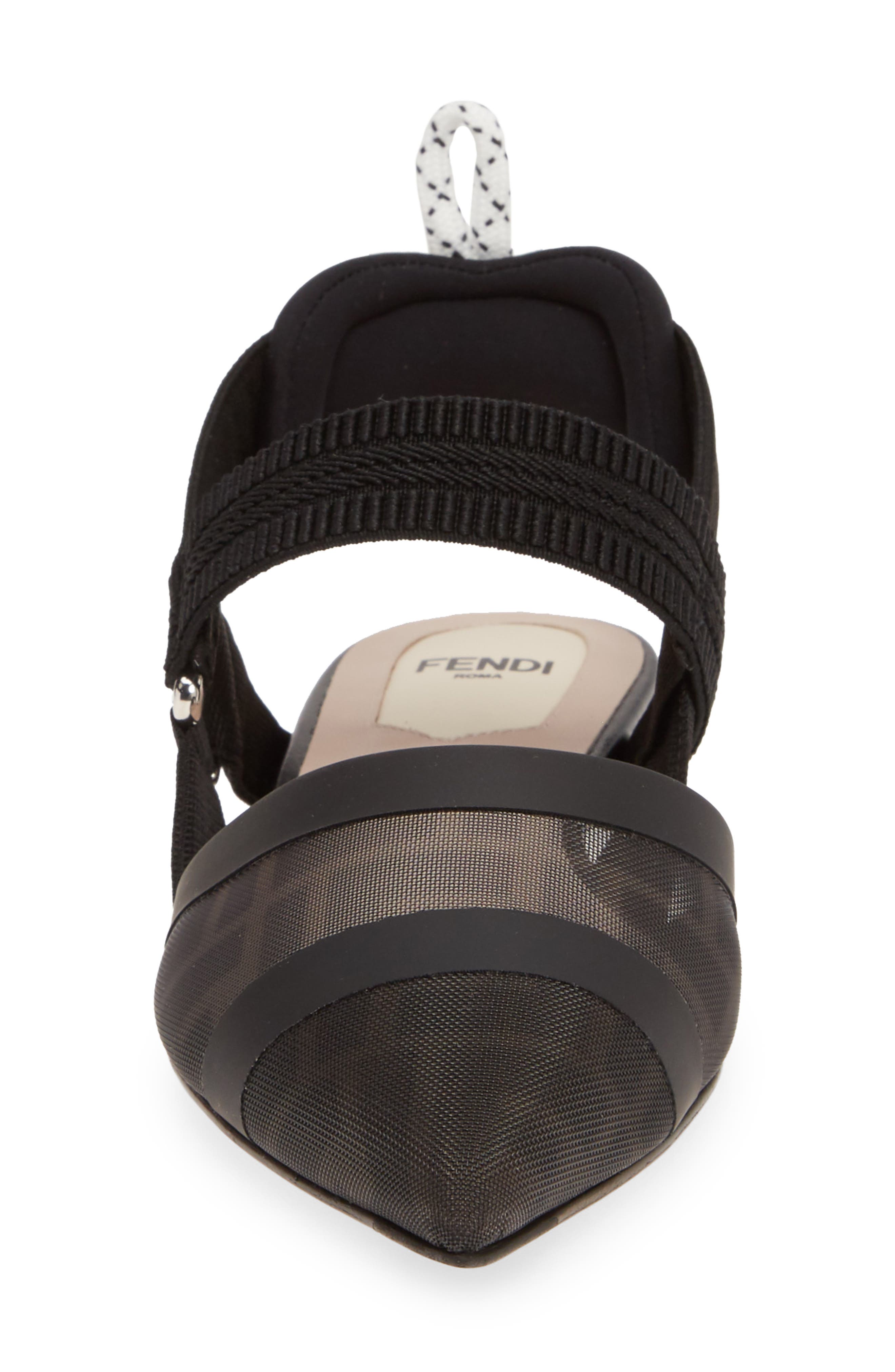 Fendi Colibri Mesh Pointed Toe Slingback Flat, Alternate, color, 