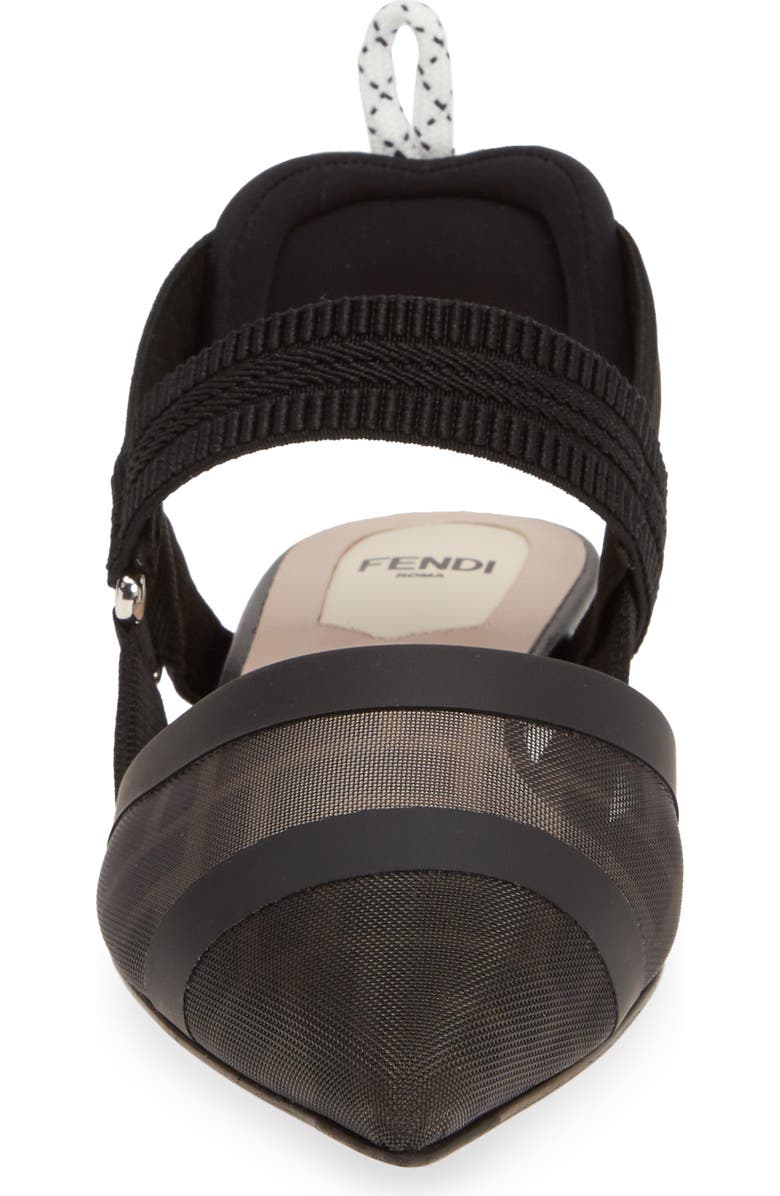 Fendi Colibri Mesh Pointed Toe Slingback Flat, Alternate, color,