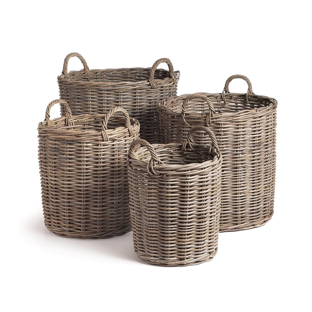 Napa Home & Garden Normandy Round Baskets, Set Of 4 In Gray