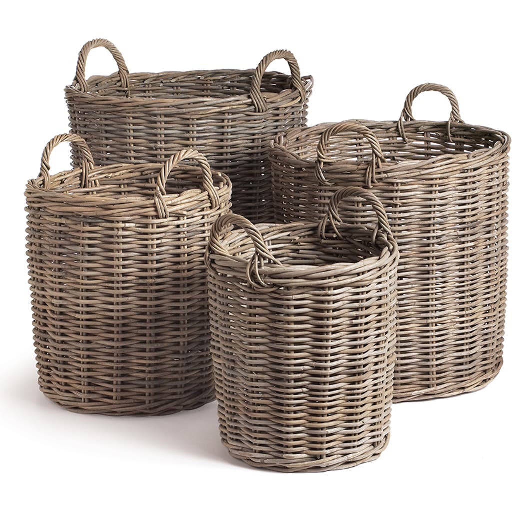 Napa Home & Garden Normandy Round Baskets, Set Of 4 In Gray