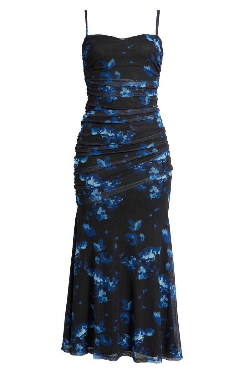 Lulus Flirty Phenomena Ruched Mesh Maxi Cocktail Dress, Alternate, color,