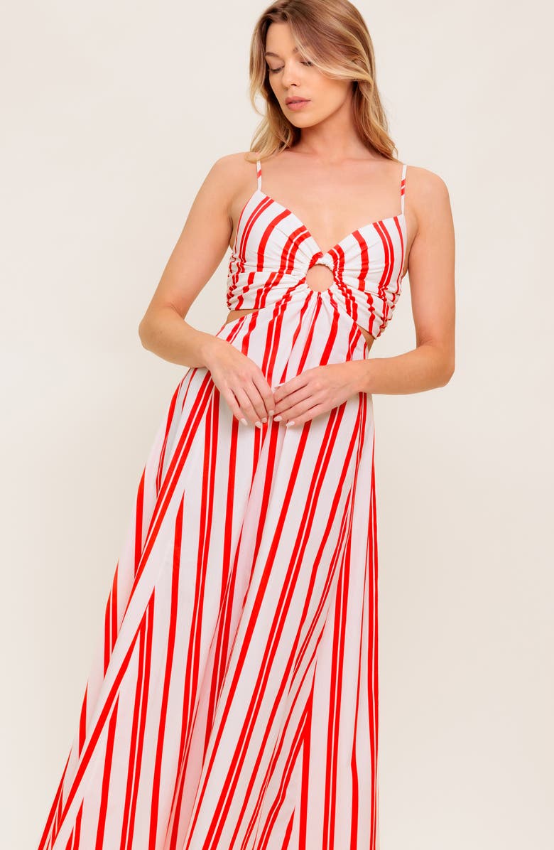 FLYING TOMATO Stripe Maxi Dress, Alternate, color, White Red