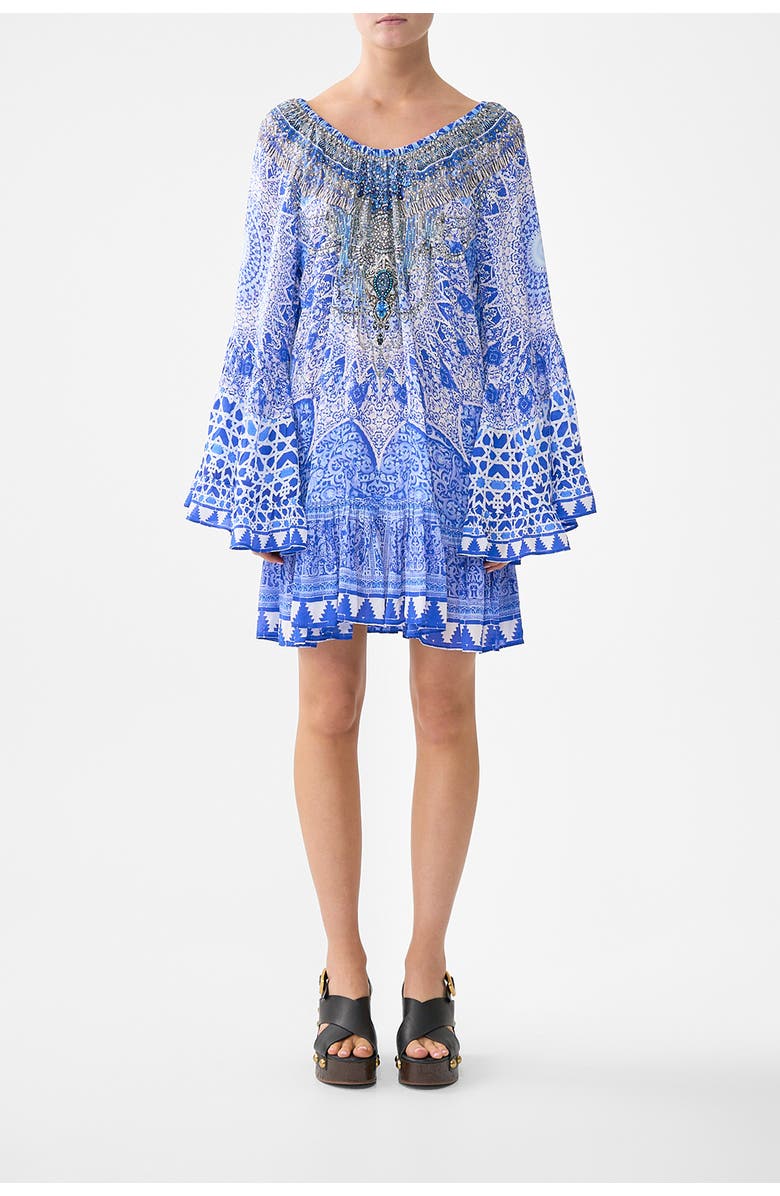 Camilla A-Line Frill Dress, Main, color, The Bosphorous