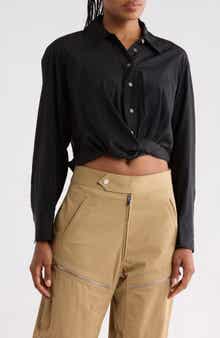 Leo Silk Blend Crop Button-Up Shirt