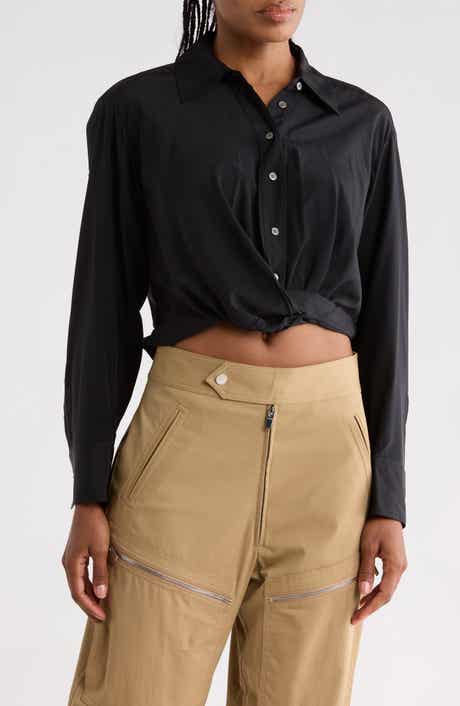 Leo Silk Blend Crop Button-Up Shirt