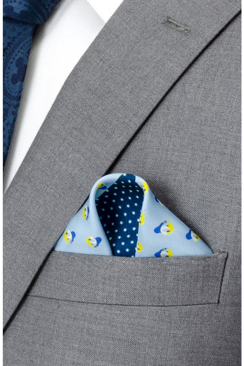 Donald Duck Silk Pocket Square, Alternate, color, BLUE