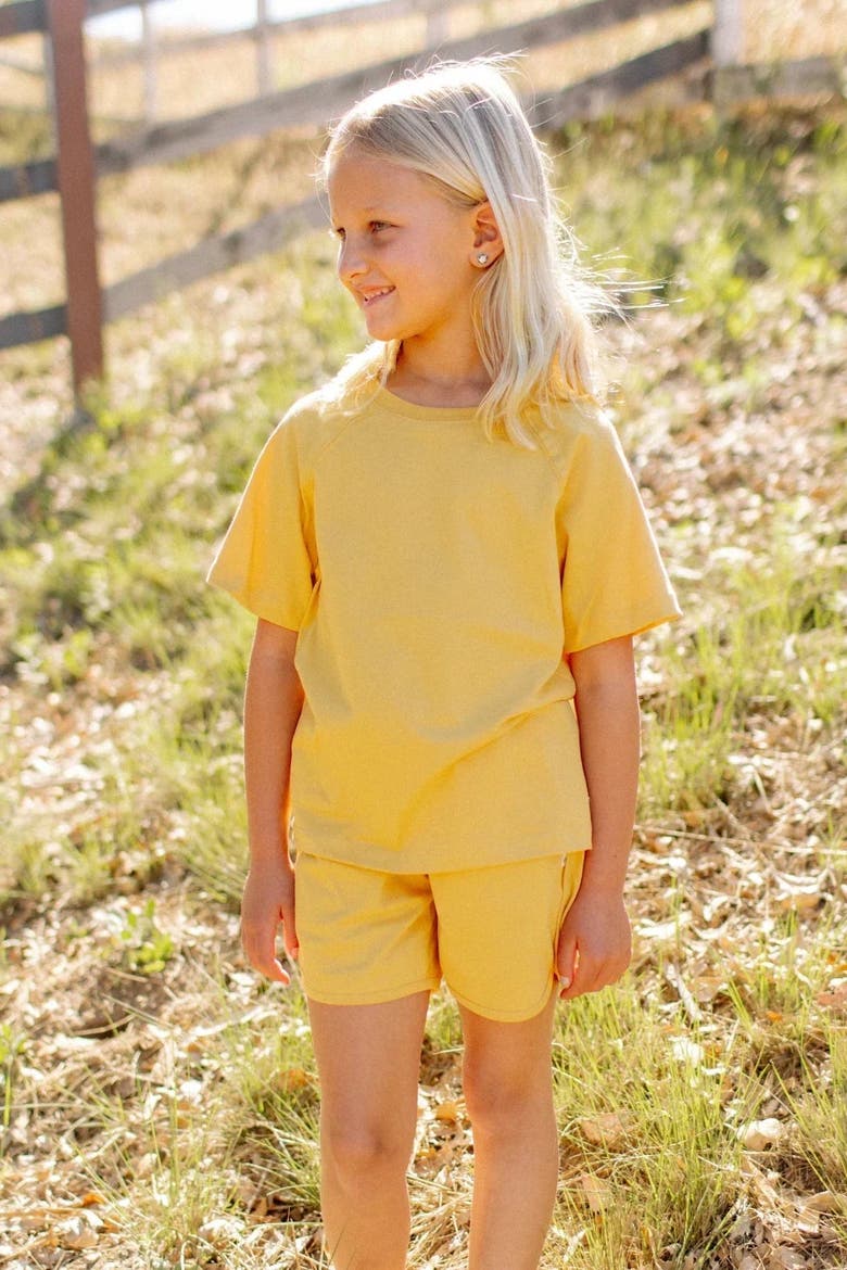 Kids' Ollie Organic Cotton Jersey Shorts, Alternate, color, Ochre