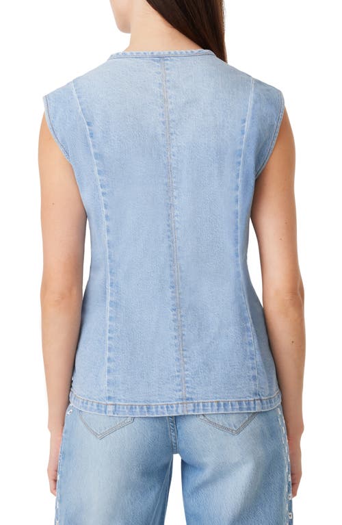 Habitual Collarless Denim Vest In Blue