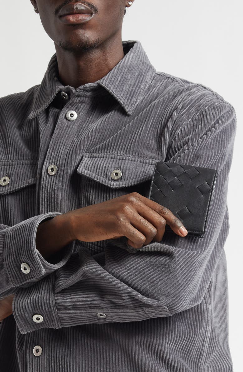 Bottega Veneta Intrecciato Leather Bifold Wallet, Alternate, color, 8803 Black/ Silver