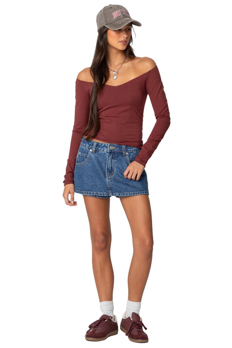 Nattie Off the Shoulder Long Sleeve Top, Alternate, color, BURGUNDY