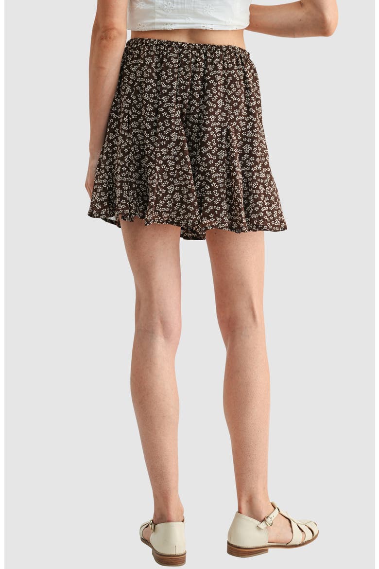 Floral Elastic Waist Miniskirt, Alternate, color, BROWN CREAM FLORAL