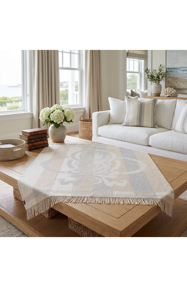 Prince of Scots Thistle Reign Reversible Throw, Alternate, color, Beige