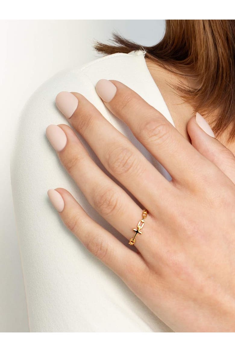 Chain Breaker Cross Ring, Alternate, color, 18k Gold Plated